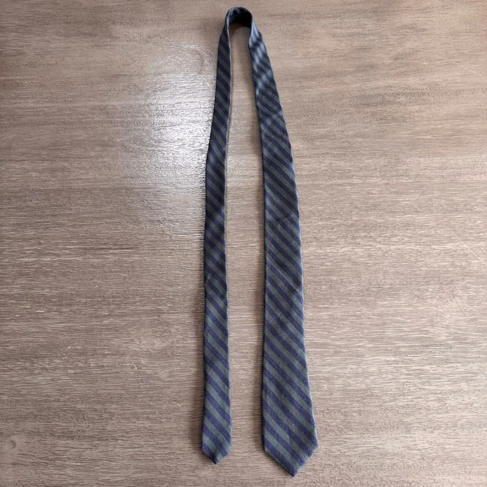 J. Crew Dark Green Wool And Silk Tie Skinny Navy Blue